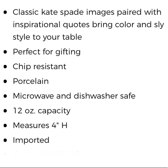 KATE SPADE THOUGHTFUL The Things We Love Mugs - Picture 3 of 10